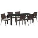 Have Spisebordssæt 7 pcs Brun og sort PE Rattan