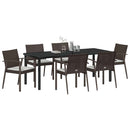 Have Spisebordssæt 7 pcs Brun og sort PE Rattan