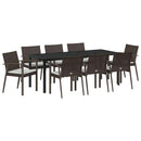 Have Spisebordssæt 9 pcs Brun og sort PE Rattan