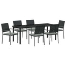 Have Spisebordssæt 7 pcs Sort og Lys Grå PE Rattan