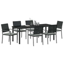 Have Spisebordssæt 7 pcs Sort og Lys Grå PE Rattan