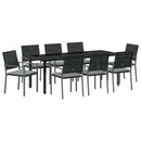 Have Spisebordssæt 9 pcs Sort og Lys Grå PE Rattan
