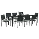 Have Spisebordssæt 9 pcs Sort og Lys Grå PE Rattan