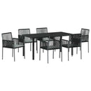 Have Spisebordssæt 7 pcs Sort PE Rattan