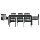 Have Spisebordssæt 9 pcs Sort PE Rattan