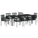 Have Spisebordssæt 9 pcs Sort PE Rattan
