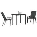 Have Spisebordssæt 3 pcs Sort Pulverlakeret stål
