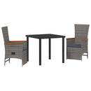 Have Spisebordssæt med pude 3 pcs Grå polyrattan