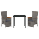 Have Spisebordssæt med pude 3 pcs Grå polyrattan