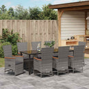 Have Spisebordssæt med pude 9 pcs Grå polyrattan