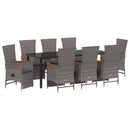 Have Spisebordssæt med pude 9 pcs Grå polyrattan