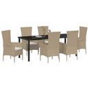 Have Spisebordssæt med pude 7 pcs Beige polyrattan