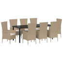Have Spisebordssæt med pude 9 pcs Beige polyrattan
