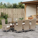 Have Spisebordssæt med pude 9 pcs Beige polyrattan