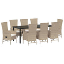 Have Spisebordssæt med pude 9 pcs Beige polyrattan