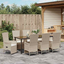 Have Spisebordssæt med pude 9 pcs Beige polyrattan
