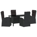 Have Spisebordssæt med pude 5 pcs Sort polyrattan