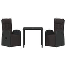 Have Spisebordssæt med pude 3 pcs Sort polyrattan