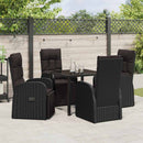 Have Spisebordssæt med pude 5 pcs Sort polyrattan