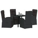 Have Spisebordssæt med pude 5 pcs Sort polyrattan