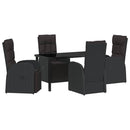 Have Spisebordssæt med pude 5 pcs Sort polyrattan