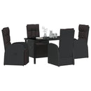 Have Spisebordssæt med pude 5 pcs Sort polyrattan