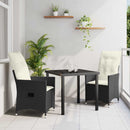 Have Spisebordssæt med pude 3 pcs Sort polyrattan