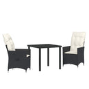 Have Spisebordssæt med pude 3 pcs Sort polyrattan