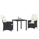 Have Spisebordssæt med pude 3 pcs Sort polyrattan