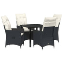 Have Spisebordssæt med pude 5 pcs Sort polyrattan