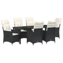 Have Spisebordssæt med pude 7 pcs Sort polyrattan