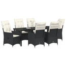 Have Spisebordssæt med pude 7 pcs Sort polyrattan