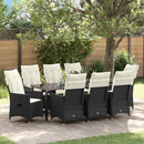 Have Spisebordssæt med pude 9 pcs Sort polyrattan