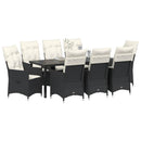 Have Spisebordssæt med pude 9 pcs Sort polyrattan