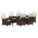 Have Spisebordssæt med pude 7 pcs Brun polyrattan