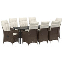 Have Spisebordssæt 9 pcs Brun polyrattan