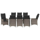 Have Spisebordssæt med pude 9 pcs Grå polyrattan