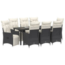 Have Spisebordssæt med pude 9 pcs Sort polyrattan