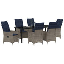 Bord- og stol sæt med pude 7 pcs Grå PE Rattan