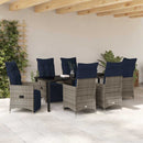 Bord- og stol sæt med pude 7 pcs Grå PE Rattan