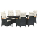 Have Spisebordssæt med pude 7 pcs Sort polyrattan