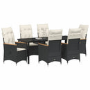 Have Spisebordssæt med pude 7 pcs Sort polyrattan