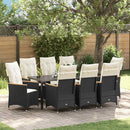 Have Spisebordssæt med pude 9 pcs Sort polyrattan