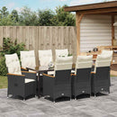 Have Spisebordssæt med pude 9 pcs Sort polyrattan