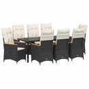 Have Spisebordssæt med pude 9 pcs Sort polyrattan