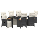 Have Spisebordssæt med pude 7 pcs Sort polyrattan