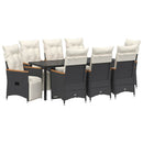 Have Spisebordssæt med pude 9 pcs Sort polyrattan