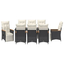 Have Spisebordssæt med pude 9 pcs Sort polyrattan