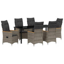 Have Spisebordssæt med pude 7 pcs Grå polyrattan