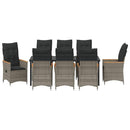 Have Spisebordssæt med pude 9 pcs Grå polyrattan